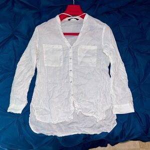 Zara White Linen Tunic, Sz M